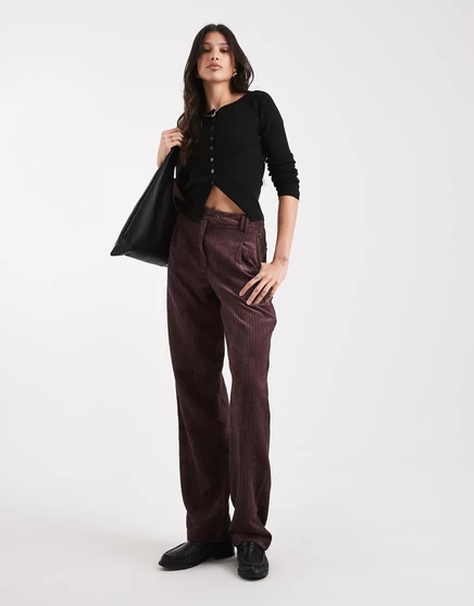Высокие облегающие брюки ASOS DESIGN из шнура сливового цвета plum