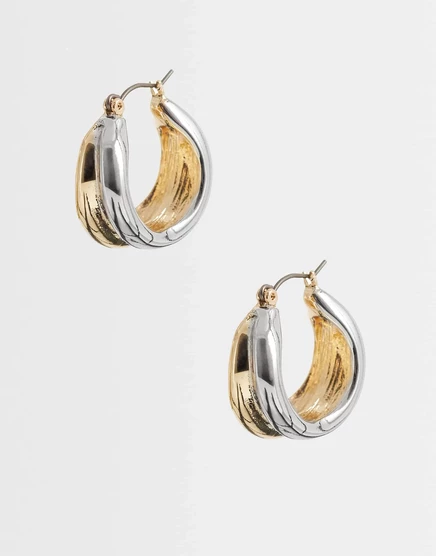 Женские серьги-кольца ASOS Design двухцветные, золотисто-серебристые