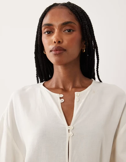 Женская блузка ASOS Design мандариновая, лен/смесь, айвори
