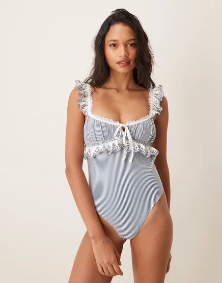 Женский слитный купальник for love & lemons daisy lane с вышивкой якоря, синий