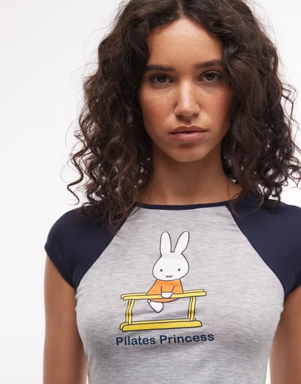 Женская футболка Daisy Street x Miffy Pilates Princess реглан, серо-синяя