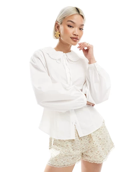 Женская блузка Miss Selfridge с воротником, белая