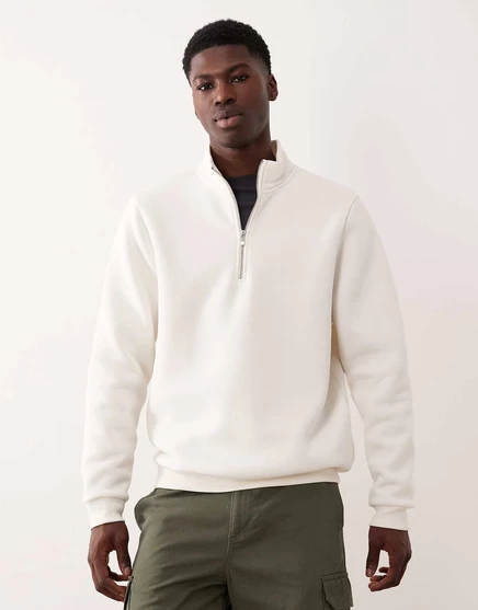 Толстовка ASOS DESIGN essential с застежкой-молнией на четверть дюйма темно-белого цвета coconut milk
