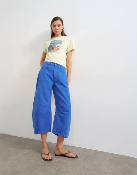 Женские джинсы TopShop укороченные, кобальтовые