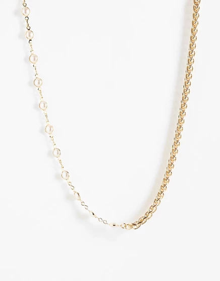 Ожерелье ASOS Design Half and Half с жемчугом, золотистое