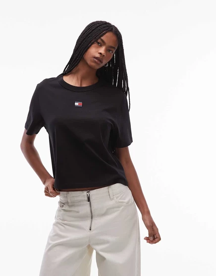 Квадратная футболка с центральным значком Tommy Jeans черного цвета black