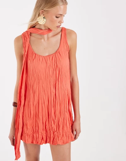 Женское мини-платье ASOS Design с шарфом, коралловое