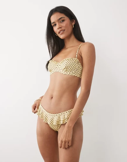 Женский лиф-балконет ASOS Design Dottie, лимонный в горошек