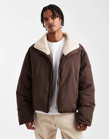 Пуховик ASOS DESIGN на подкладке из плюшевого мишки коричневого цвета brown
