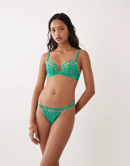 Женские трусы-бразилиана Ann Summers Caged Lace, средне-зеленые
