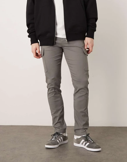 Мужские брюки-карго ASOS Design, зауженные, угольные