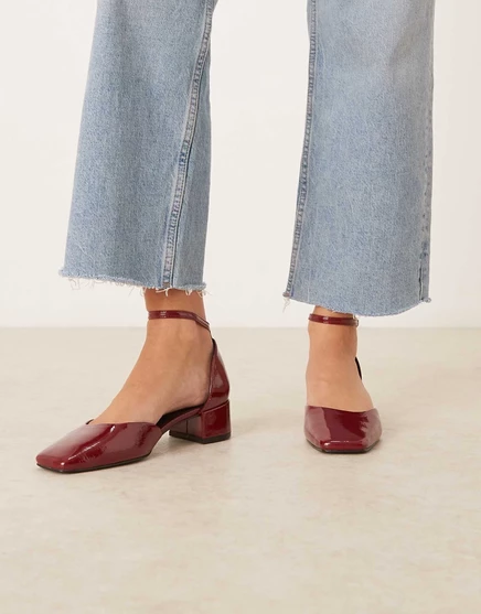 Туфли на среднем каблуке ASOS DESIGN бордового цвета из лакированной кожи dark red patent