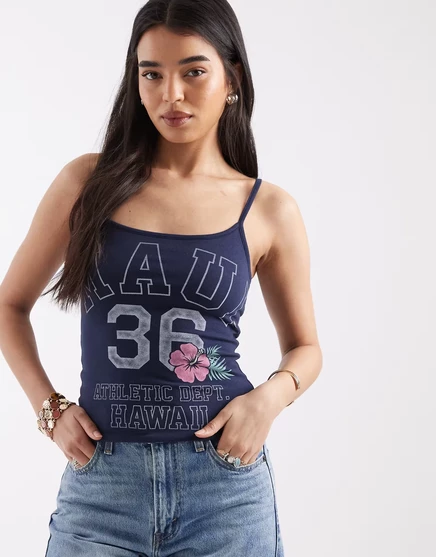 Женский двусторонний топ-камисоль Hollister, темно-синий