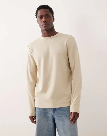 ДИЗАЙНЕРСКАЯ футболка breatheMAX heavyweight с длинным рукавом от ASOS из смеси хлопка stone pelican