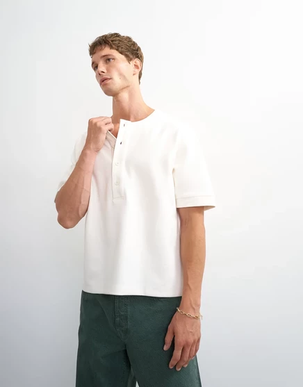 Мужская рубашка-поло Topman свободного кроя, экрю