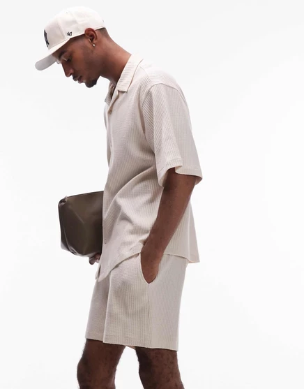 Вафельные шорты Topman oversize fit из камня stone