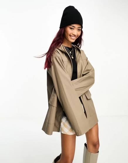 Женский резиновый дождевик ASOS DESIGN, пепельно-бежевый