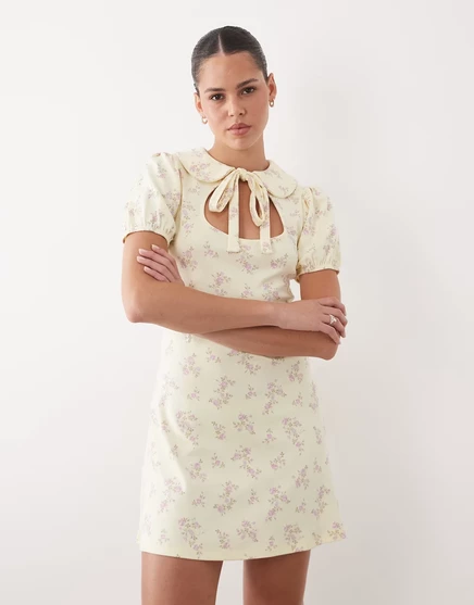 Женское мини-платье Miss Selfridge в цветочек, желтое
