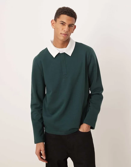 Мужской свитшот-поло ASOS Design, зеленый