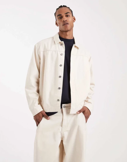 Джинсовая куртка harrington цвета экрю в супертяжелом весе из коллекции ASOS DESIGN Circular Design Collection - часть комплекта  ecru
