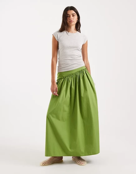 Асимметричная макси-юбка ASOS DESIGN с заниженной талией зеленого цвета green