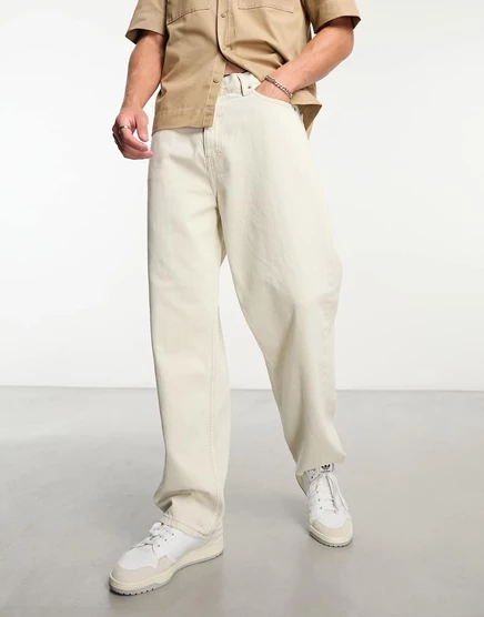 Белые свободные джинсы прямого кроя Weekday Galaxy white