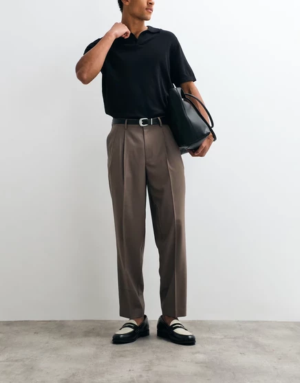 Мужские брюки ASOS Design из летней шерсти оверсайз с защипами, коричневые