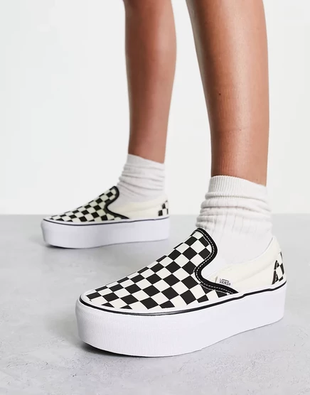 Кеды-слипоны Vans Stackform в клетку, черно-белые
