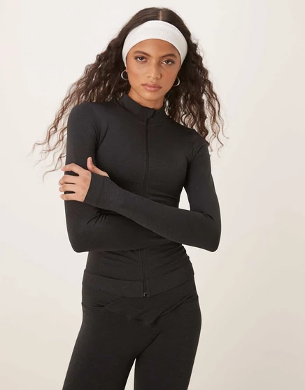 Бесшовная удлиненная куртка Tala Sculpt на молнии черного цвета black