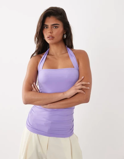 Женский топ-майка ASOS Design с кружевной отделкой, лиловый