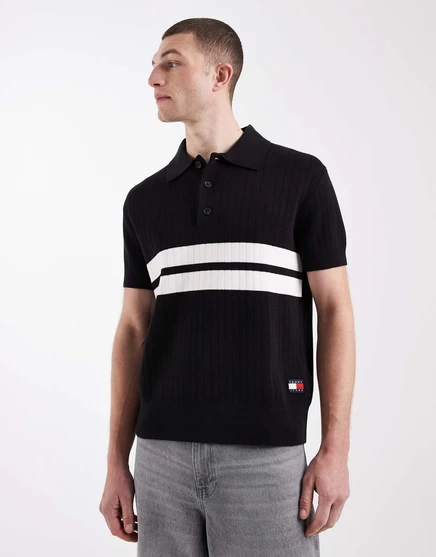 Мужское вязаное поло Tommy Jeans, черное