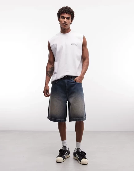 Мужские джорты ASOS Design из денима, средне-голубые