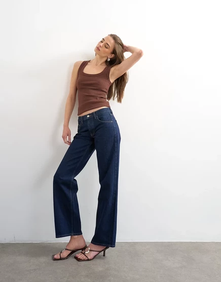 Женские джинсы Topshop Ember, низкая посадка, индиго