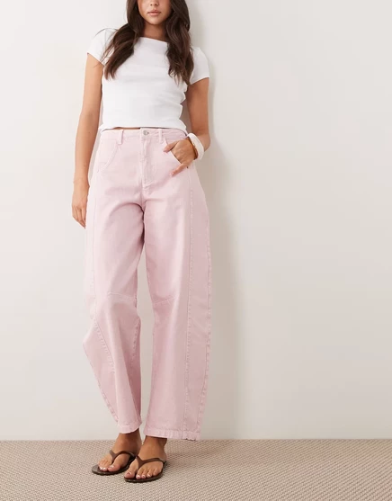 Женские джинсы ASOS Design с объемными штанинами, розовые