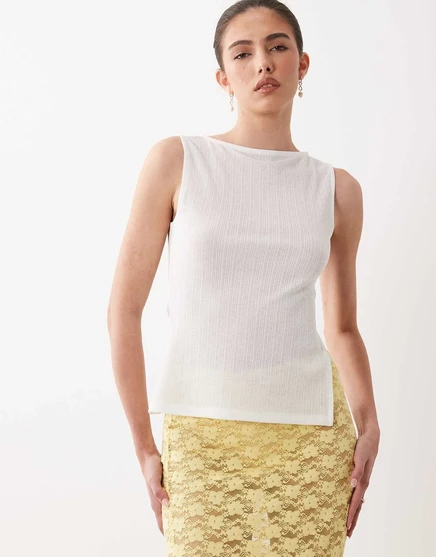 Женская удлиненная майка ASOS Design с разрезом, белая
