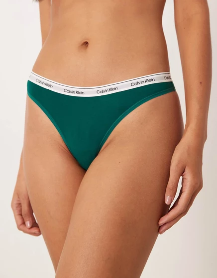 Стринги с логотипом Calvin Klein Icon в темно-зеленом цвете mgreen
