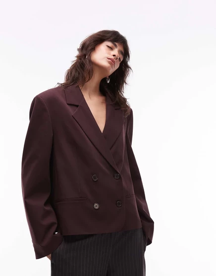 Двубортный блейзер оверсайз ASOS DESIGN сливового цвета plum