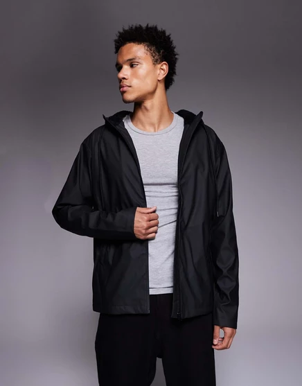 Дизайнерская прорезиненная куртка ASOS с подкладкой из тедди черного цвета  black