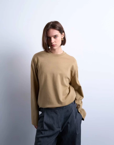 Женский лонгслив Topshop Premium Interlock, бледно-хаки