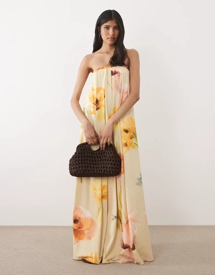 Женское макси-платье ASOS Design без бретелей, цветочный принт
