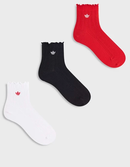 носки adidas Originals унисекс с рюшами, 3 упаковки, красные, черные и белые multi