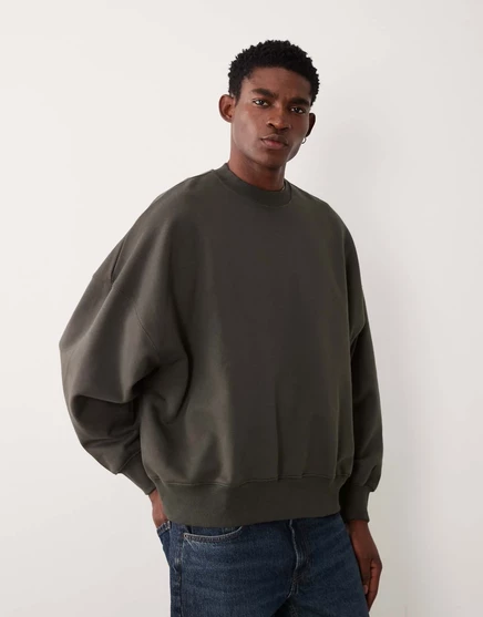 Толстовка ASOS DESIGN premium heavyweight extreme оверсайз темно-зеленого цвета толщиной 400 г. elegance