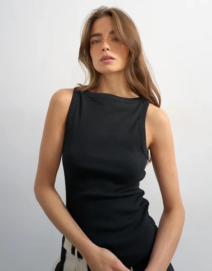 Женская майка TopShop с косым вырезом, черная