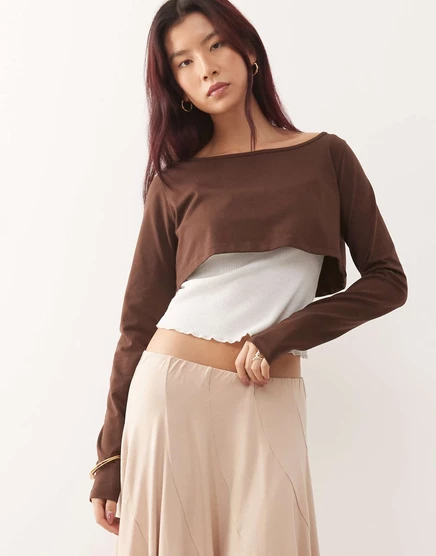 Укороченный топ с длинными рукавами Susmie's sophie's sophie's, коричневый brown