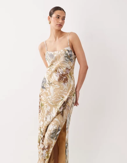 Женское макси-платье ASOS DESIGN devore, коричневое