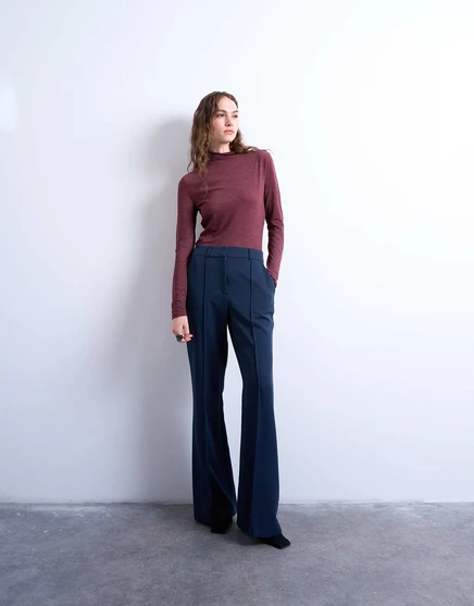 Брюки-клеш от Topshop темно-синего цвета, сшитые на заказ - часть комплекта navy