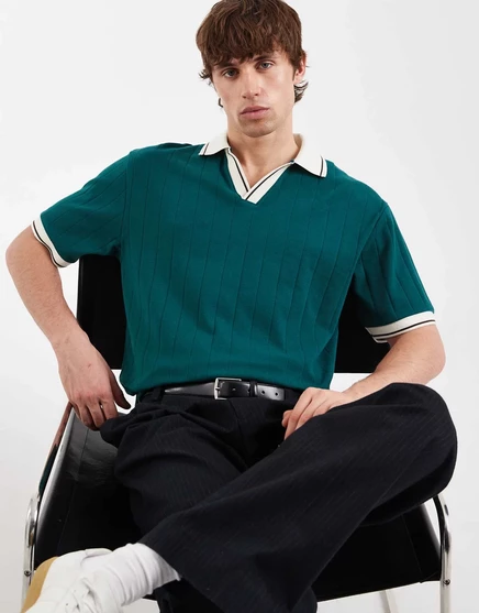Мужская поло ASOS Design свободного кроя, темно-зеленая