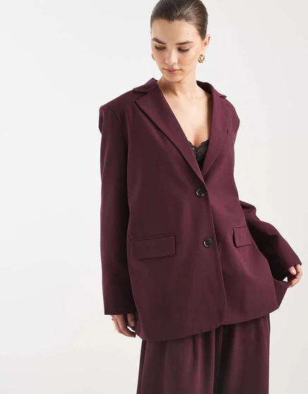 Блейзер Vero Moda оверсайз бордового цвета - часть комплекта winetasting