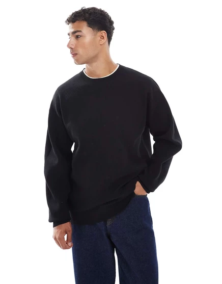 Мягкий свитер с круглым вырезом Jack &Jones черного цвета black