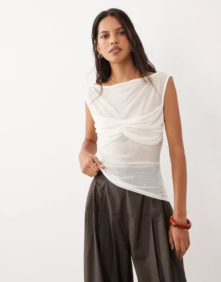 Женский полупрозрачный топ ASOS Design, молочный